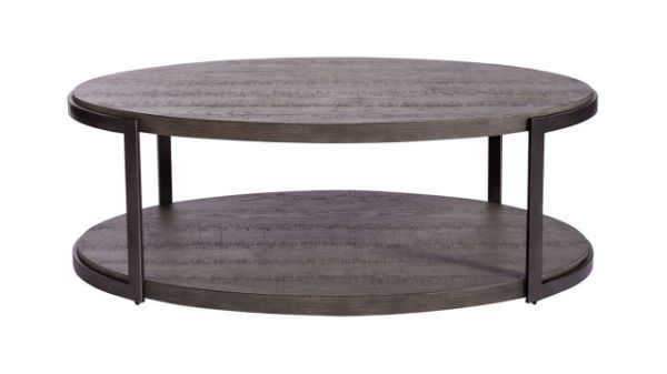 Front Facing View of the Modern View Oval Coffee Table in Gray by Liberty Furniture | Home Furniture Plus Bedding