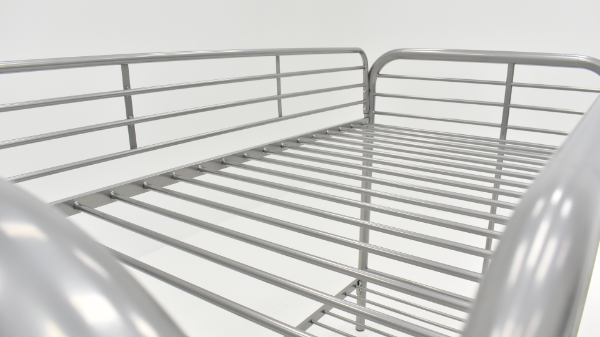 Close Up of the Upper Bunk Area of the Silver Metal Bunk Bed - Twin Over Twin | Home Furniture Plus Bedding