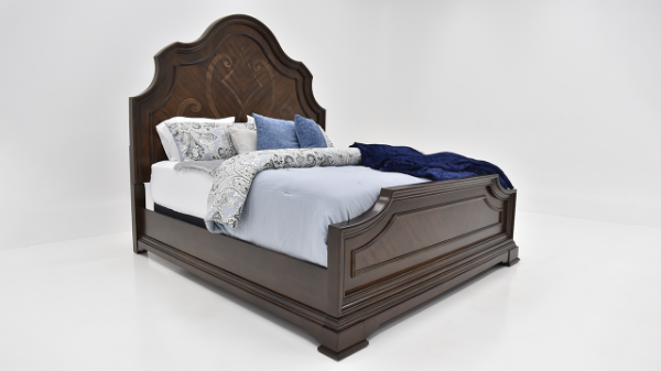 Angled View of the Brown Plaza Queen Size Bed by Avalon Furniture | Home Furniture Plus Bedding