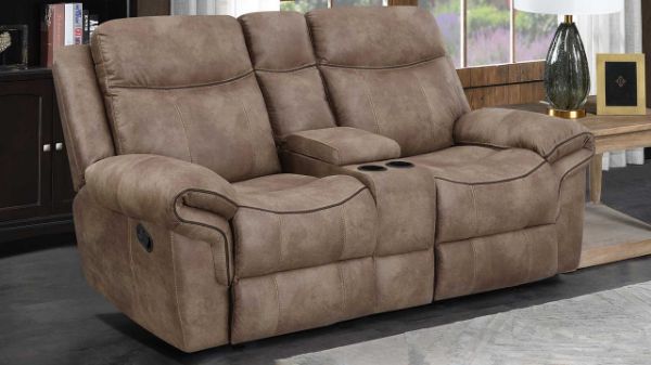 Room View of the Nashville Glider Reclining Loveseat in Brown by Steve Silver | Home Furniture Plus Bedding
