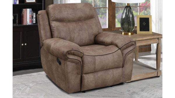 Room View of the Nashville Glider Recliner in Brown by Steve Silver | Home Furniture Plus Bedding