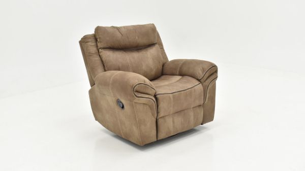 Slightly Angled View of the Nashville Glider Recliner in Brown by Steve Silver | Home Furniture Plus Bedding