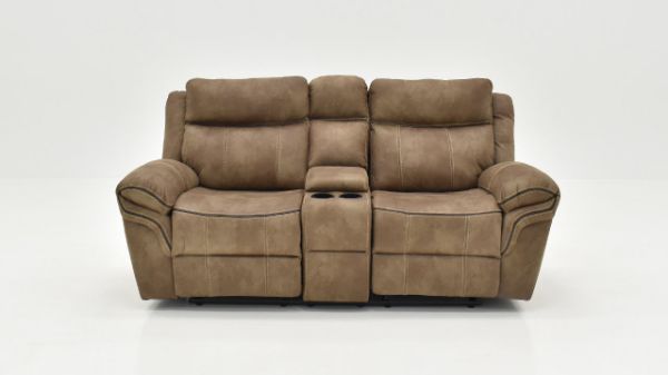 Front Facing View of the Nashville Glider Reclining Loveseat in Brown by Steve Silver | Home Furniture Plus Bedding