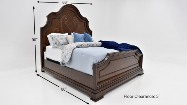 Dimension Details of the Brown Plaza Queen Size Bed by Avalon Furniture | Home Furniture Plus Bedding